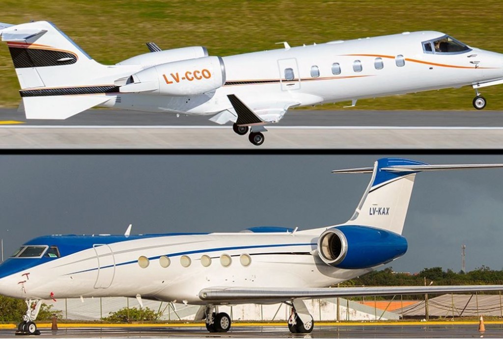 Un Learjet 60 y un Gulfstream V de Baires Fly volaron de Buenos Aires a Malvinas