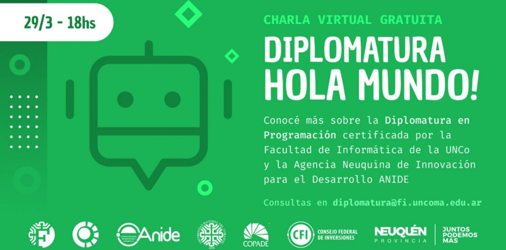 Se realizará hoy una charla virtual sobre la Diplomatura en Programación «Hola Mundo»